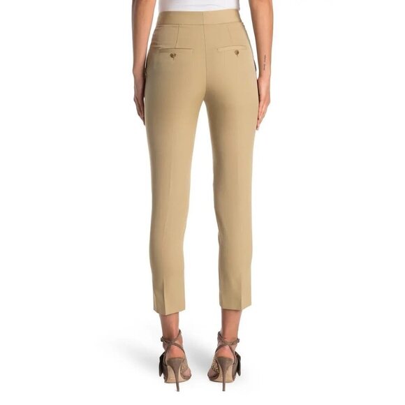 Burberry Womens Tan Wool Tailored Cropped Straight Leg Trousers Pants Sz 8 New - Picture 2 of 11